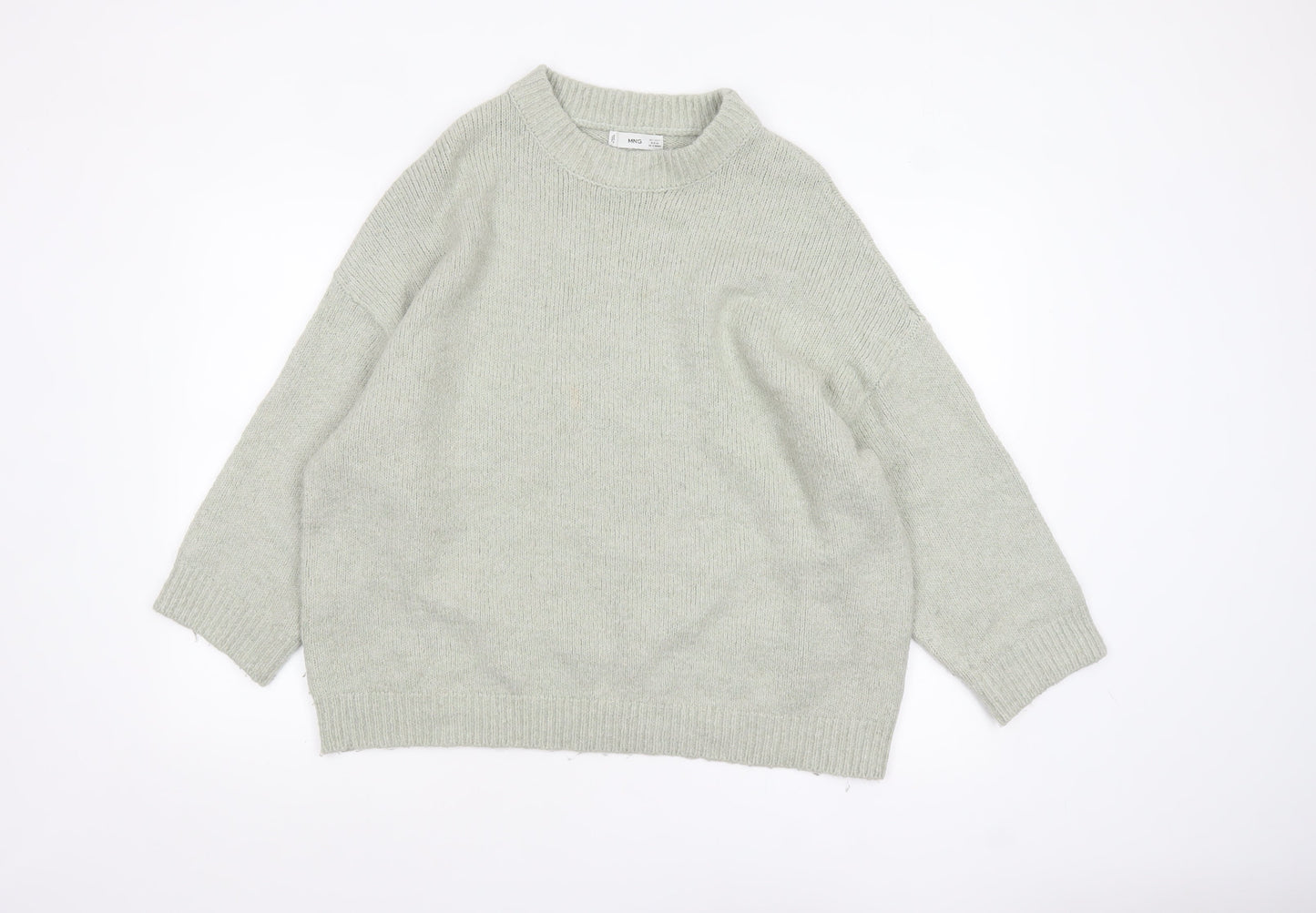 Mango Womens Grey Wool Blend Crew Neck Relaxed Fit Jumper Size S