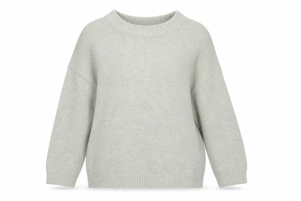 Mango Womens Grey Wool Blend Crew Neck Relaxed Fit Jumper Size S
