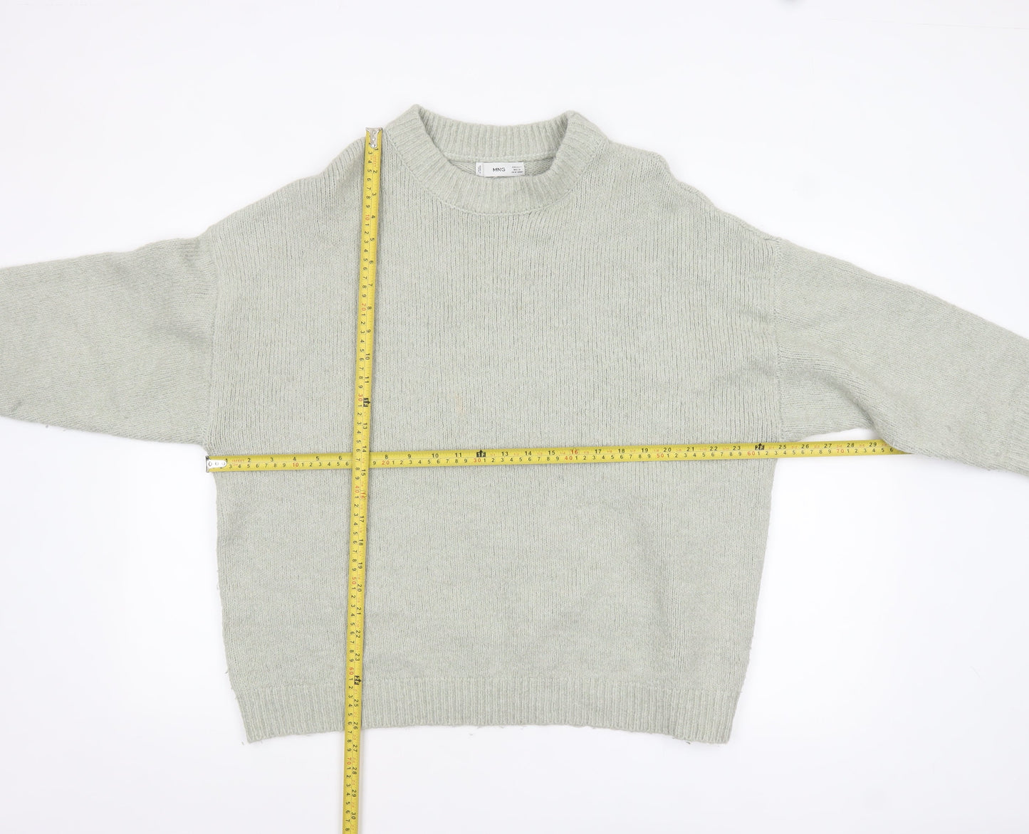 Mango Womens Grey Wool Blend Crew Neck Relaxed Fit Jumper Size S