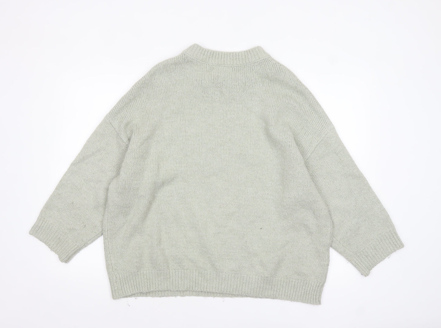 Mango Womens Grey Wool Blend Crew Neck Relaxed Fit Jumper Size S
