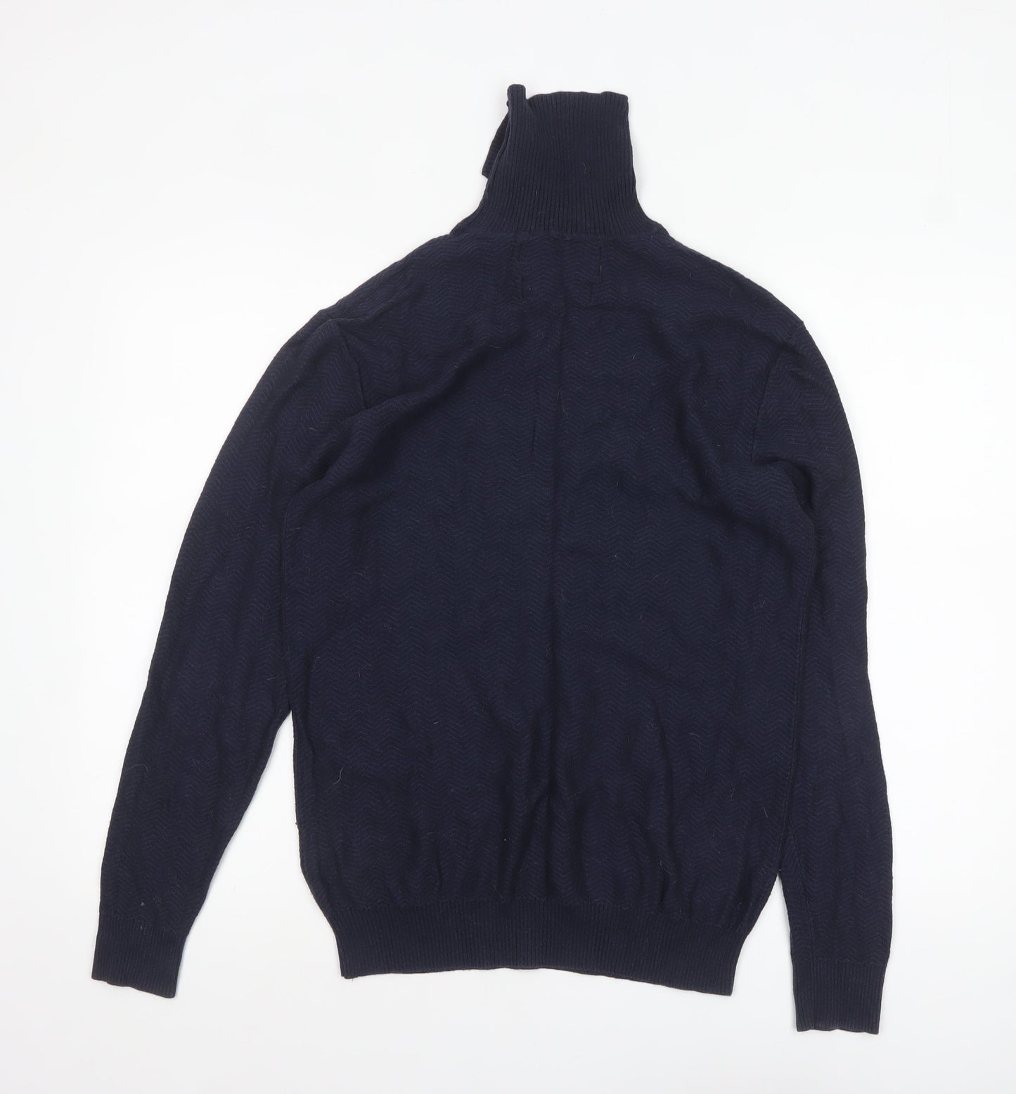 Paul Costelloe Men's Blue Roll Neck Cashmere Wool Jumper M