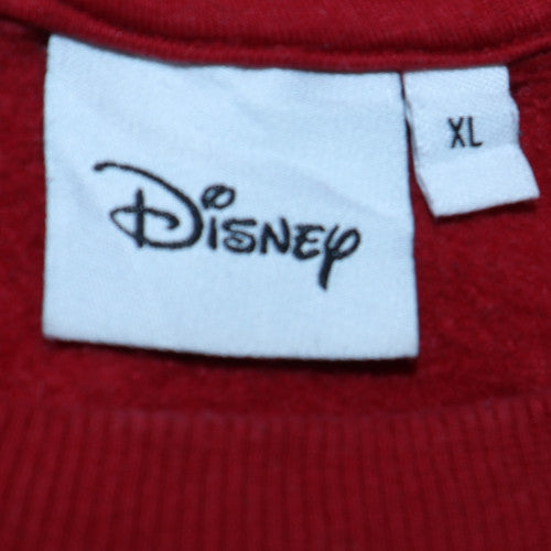 Disney Women Red LOVE Mickey Sweatshirt XL Glitter Print Casual