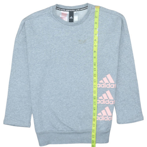 Adidas Girls Grey Crew Neck Pullover Sweatshirt L 13-14 Years