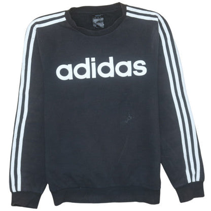 Additional front view of Adidas Women Black S Pullover Sweatshirt Logo Long Sleeve Crew Neck