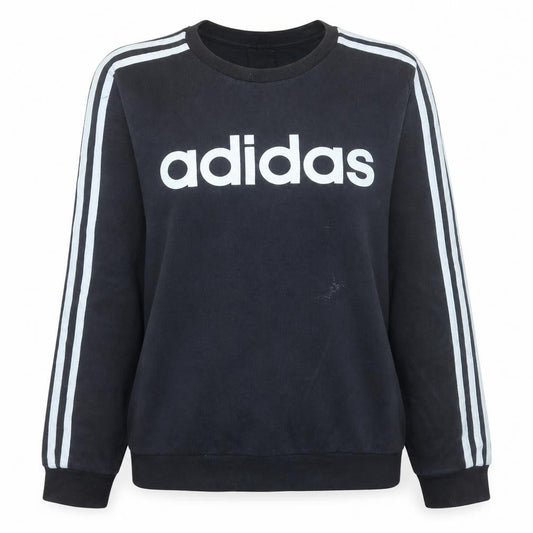 Adidas Women Black S Pullover Sweatshirt Logo Long Sleeve Crew Neck