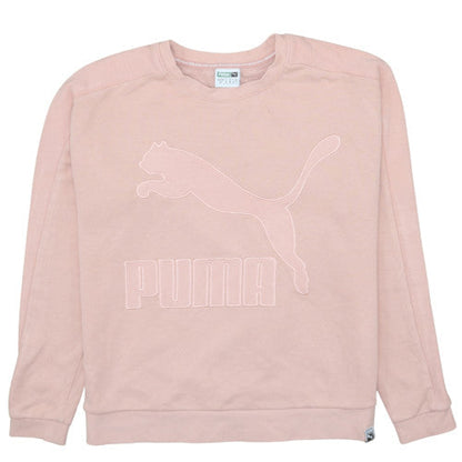 Additional front view of Puma Women Pink Logo Crew Neck Pullover Sweatshirt, size 10