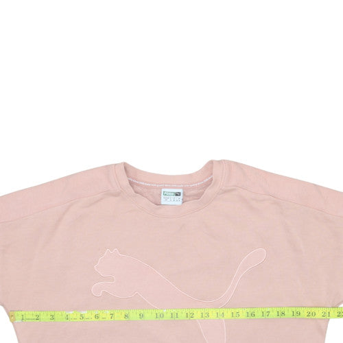 Puma Women Pink Logo Crew Neck Pullover Sweatshirt Size 10