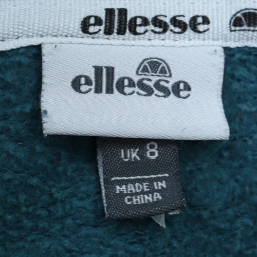 Ellesse Womens Teal Hoodie UK 8 Pullover Cotton Blend Sport Style