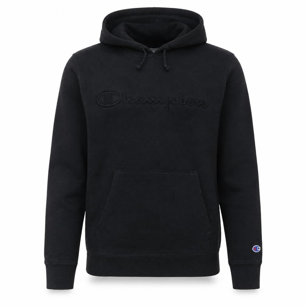 Champion Men's Black Pullover Hoodie M Fleece Logo Sweatshirt