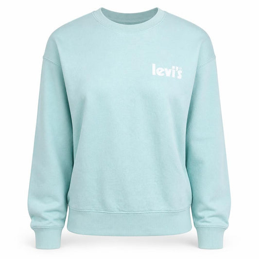 Levi's Women Blue Relaxed Sweatshirt Small Crew Neck Logo Cotton