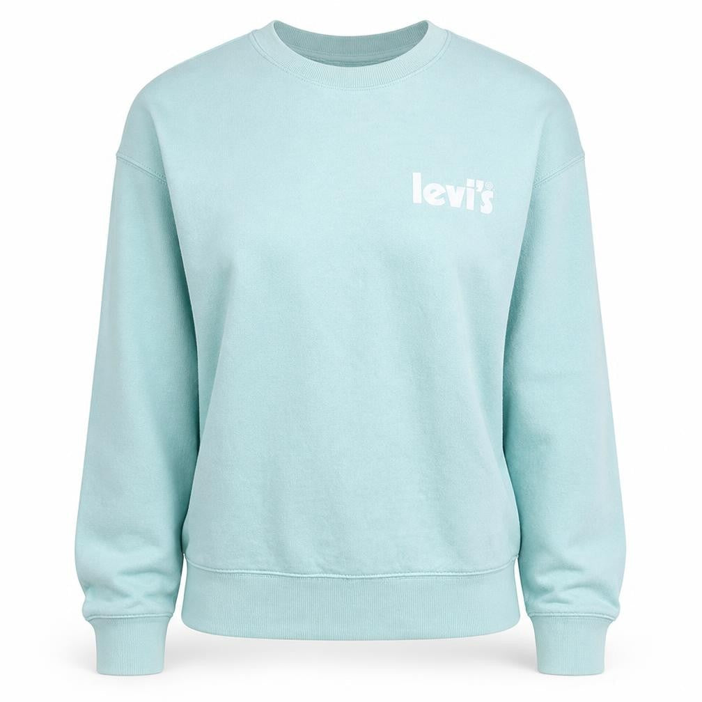 Levi's Women Blue Relaxed Sweatshirt Small Crew Neck Logo Cotton