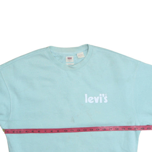 Levi's Women Blue Relaxed Sweatshirt Small Crew Neck Logo Cotton