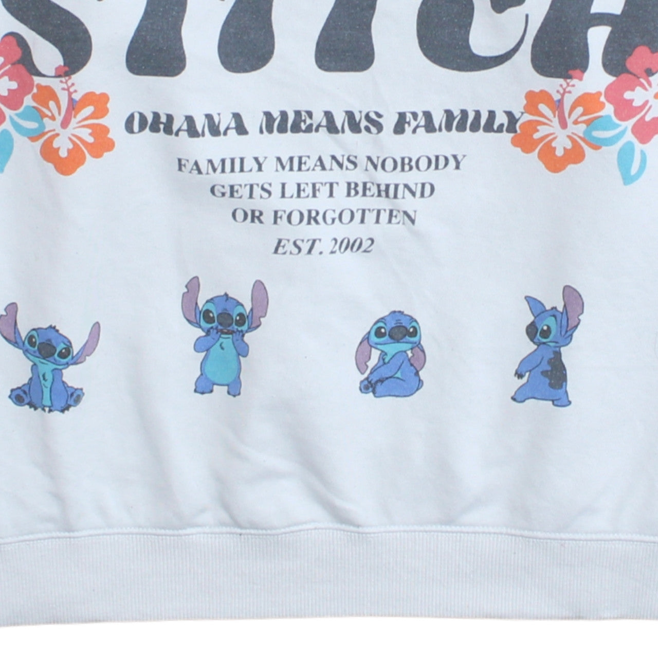 Disney Primark Women White Stitch Sweatshirt UK 12 Aloha Graphic Print