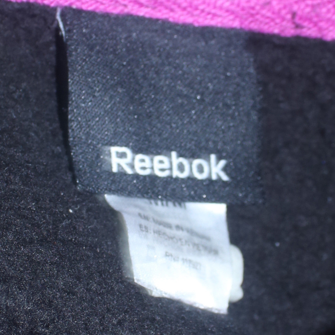 Reebok Womens Black Pullover Hoodie UK Size M Purple Logo Casual