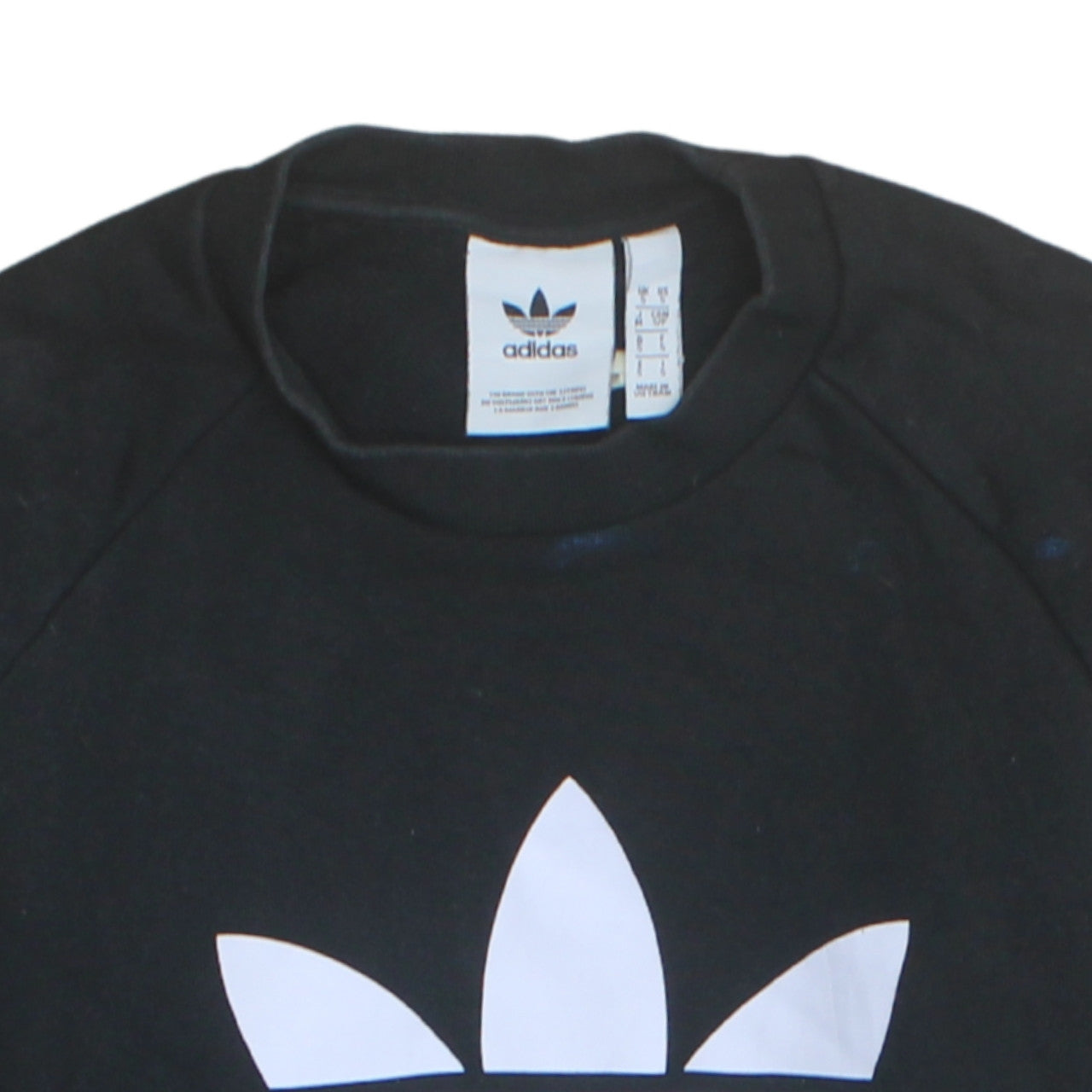 Adidas Mens Black Small Trefoil Logo Pullover Sweatshirt