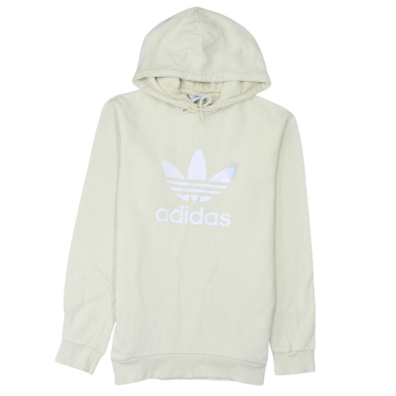 Adidas Men's Beige Pullover Hoodie Small Logo Graphic Fleece