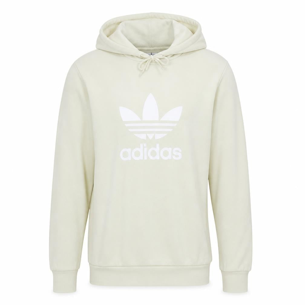 Adidas Men's Beige Pullover Hoodie Small Logo Graphic Fleece
