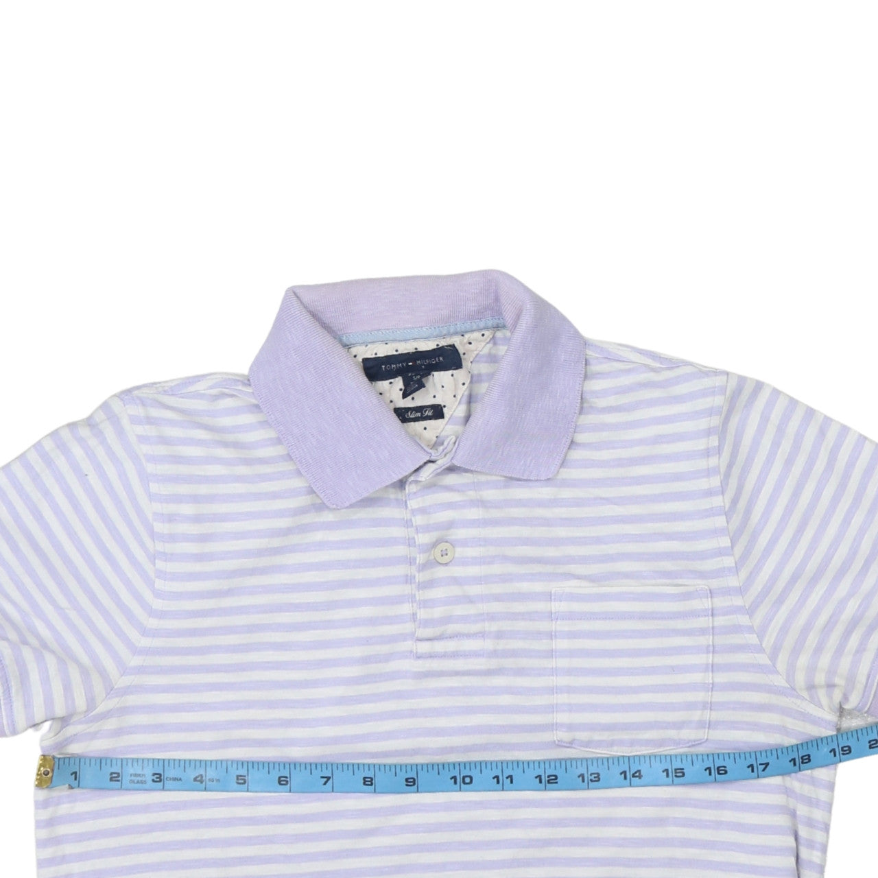 Tommy Hilfiger Men's Purple Striped Slim Fit Cotton Polo Shirt S