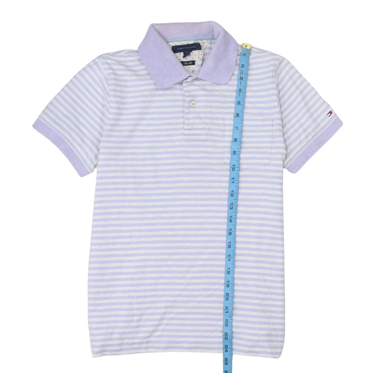 Tommy Hilfiger Men's Purple Striped Slim Fit Cotton Polo Shirt S