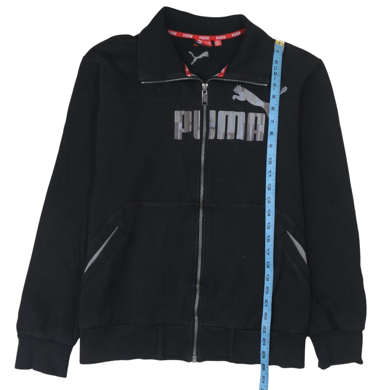 Puma Men's Black Track Jacket L Cotton Blend Full Zip Sportswear