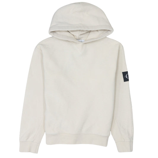 Calvin Klein Jeans Boys Beige Pullover Hoodie Size 14 Years Logo Sleeve