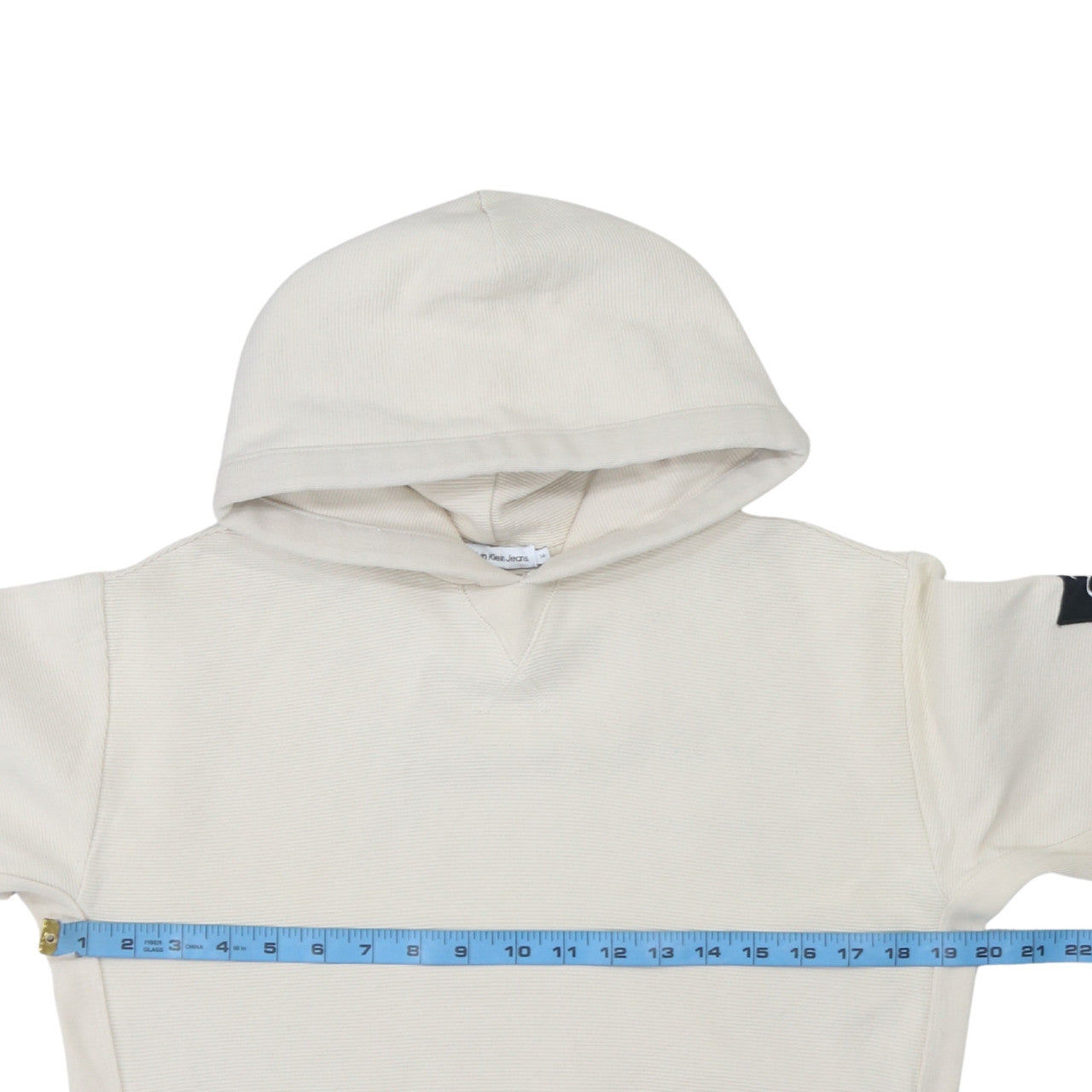 Calvin Klein Jeans Boys Beige Pullover Hoodie Size 14 Years Logo Sleeve