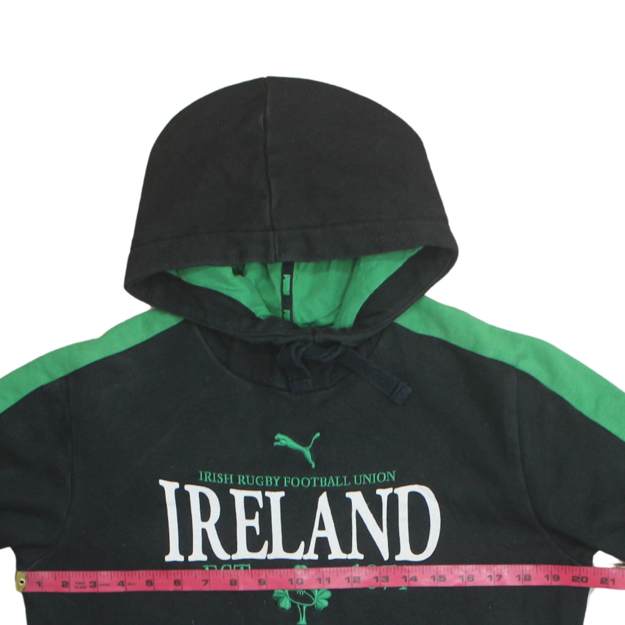 Puma Men’s Black Green Ireland Rugby Hoodie Size S Pullover