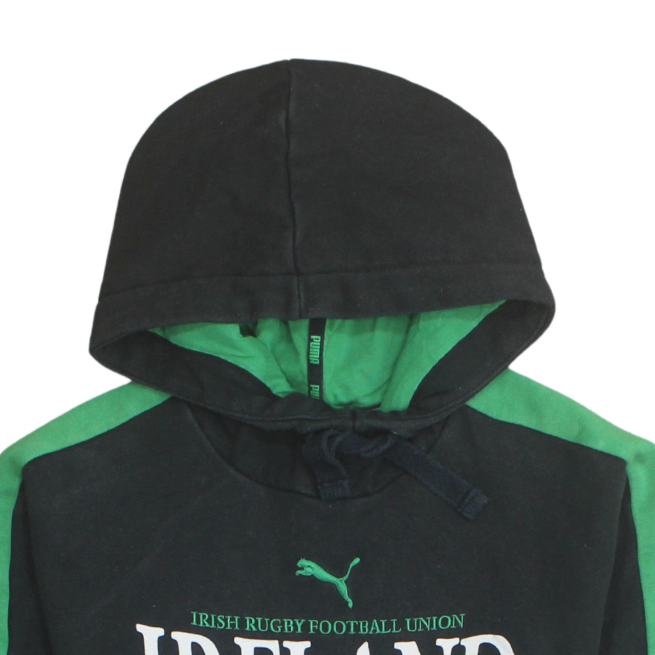 Puma Men’s Black Green Ireland Rugby Hoodie Size S Pullover