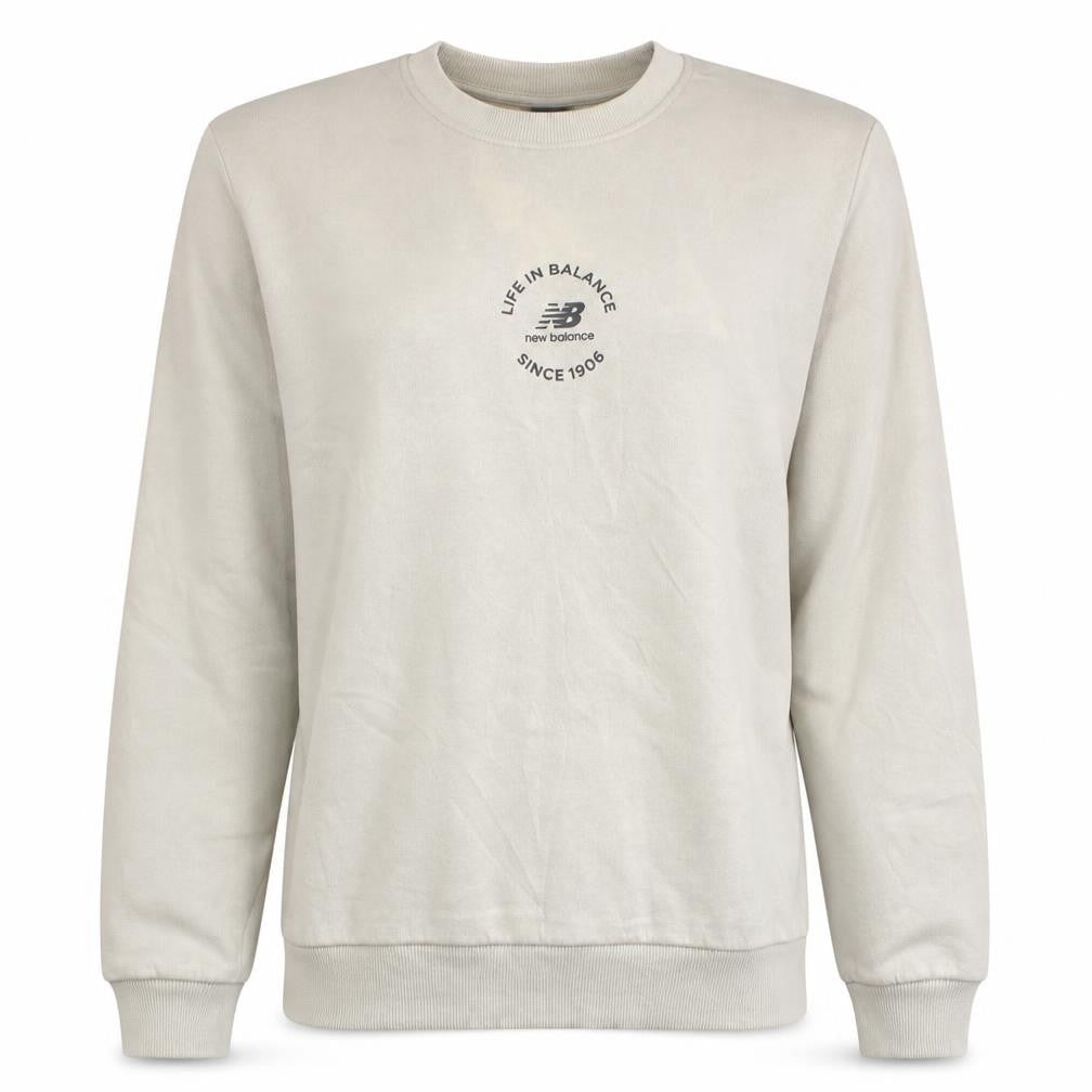 New Balance Womens Beige Crew Neck Pullover Sweatshirt M Cotton Blend