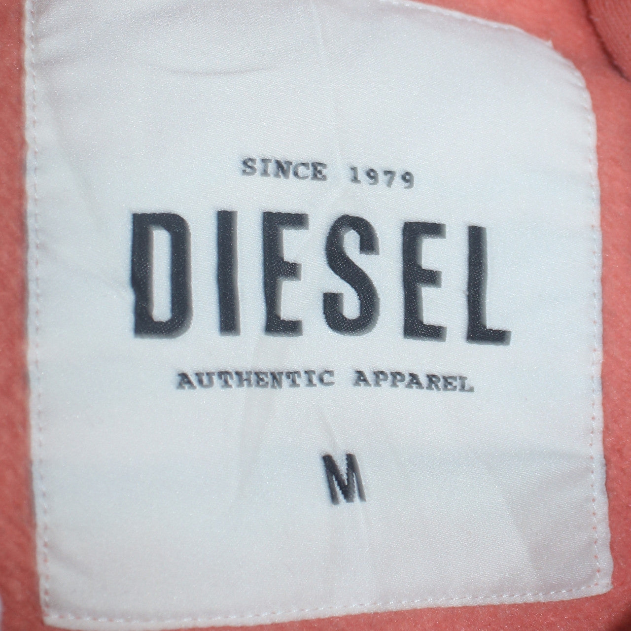 Diesel Womens Peach Pink Pullover Hoodie Medium Cotton Blend Logo