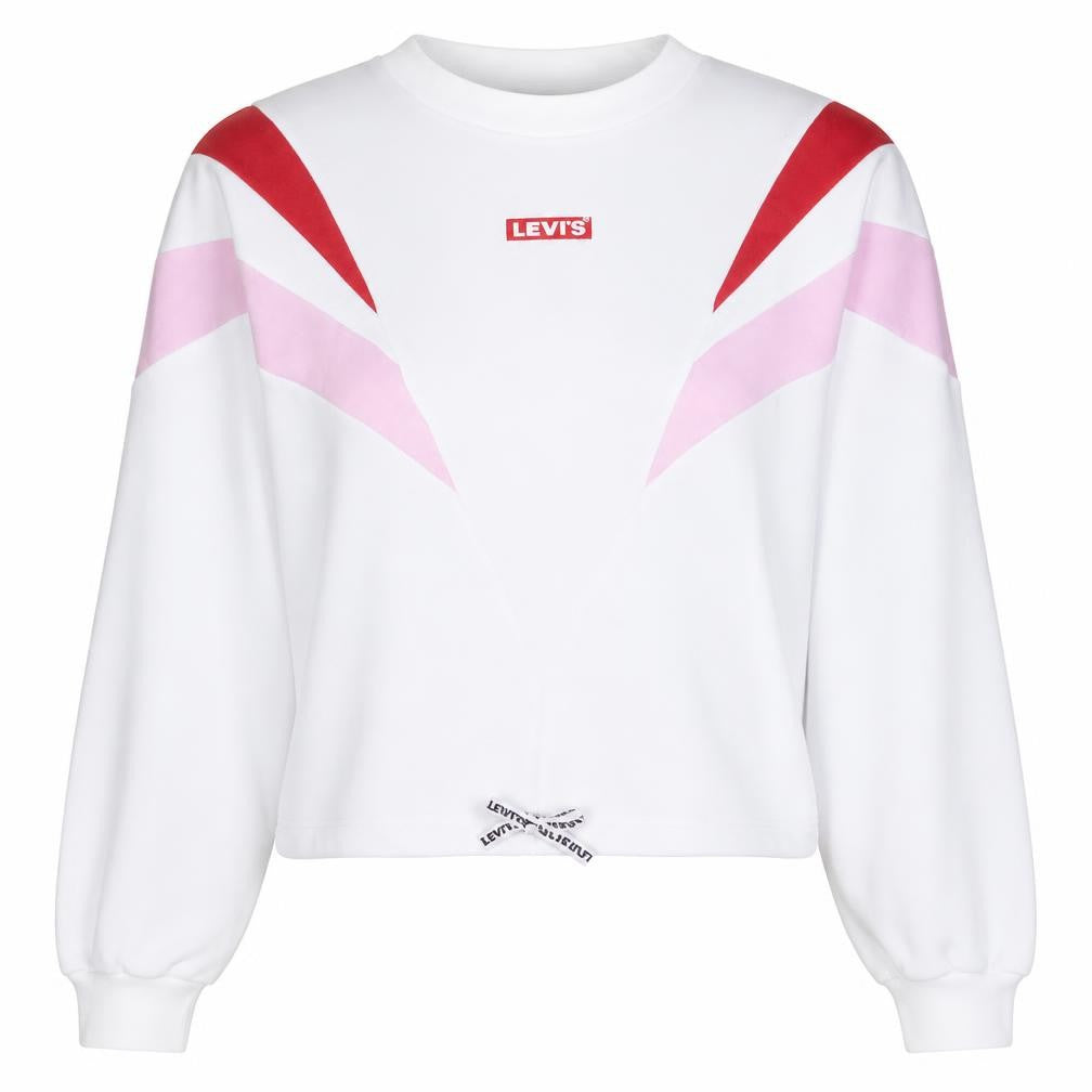 Levi's Womens White Pink Red Pullover Sweatshirt XS Colourblock Cotton