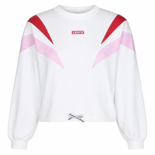 Levi's Womens White Pink Red Pullover Sweatshirt XS Colourblock Cotton
