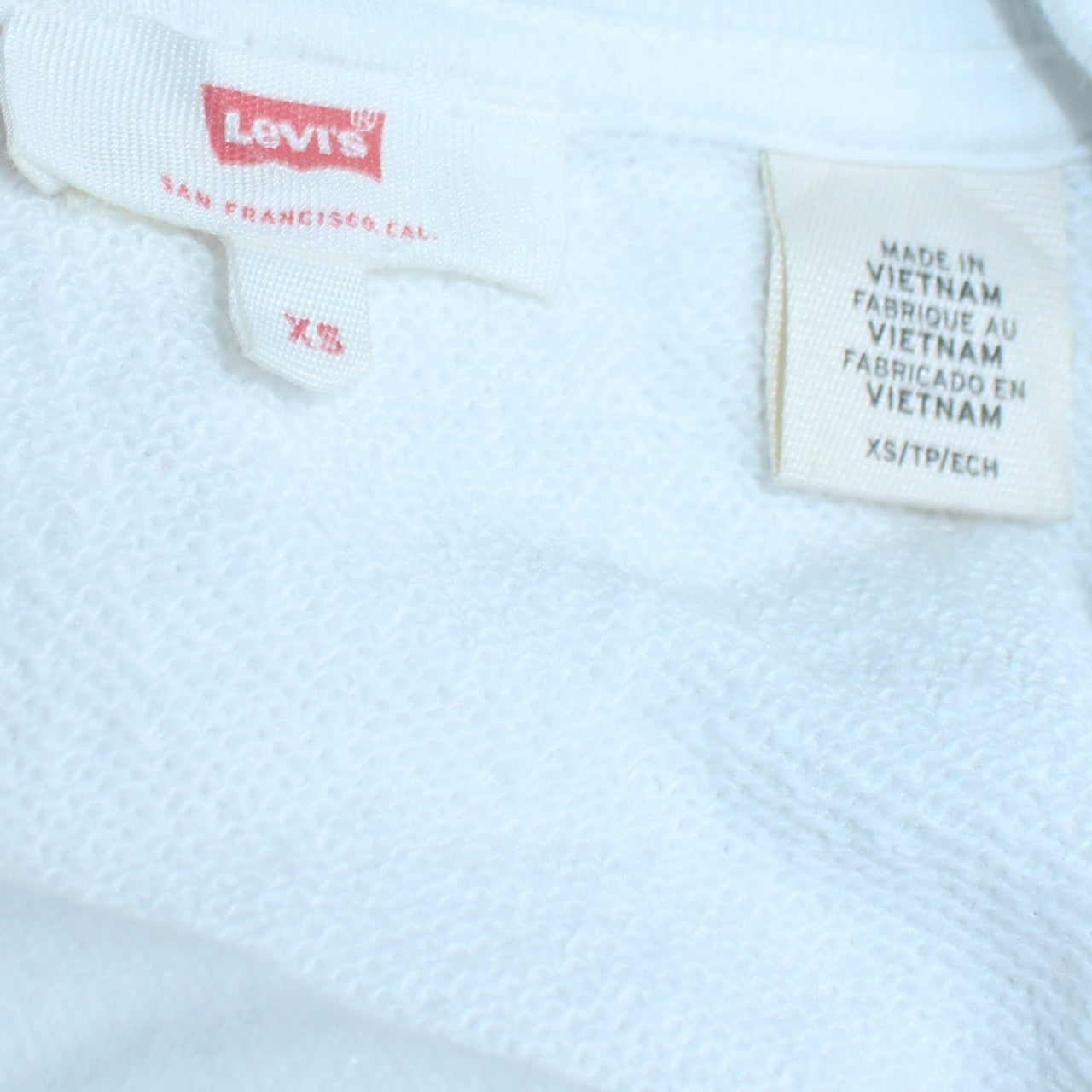 Levi's Womens White Pink Red Pullover Sweatshirt XS Colourblock Cotton