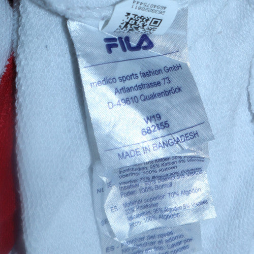 FILA Mens White Red Pullover Hoodie S Sports Graphic Logo