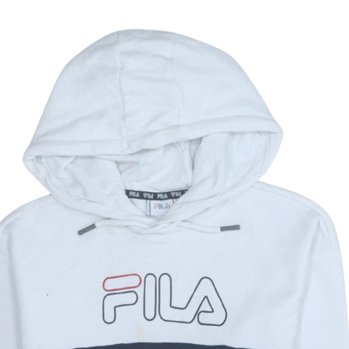 FILA Mens White Red Pullover Hoodie S Sports Graphic Logo
