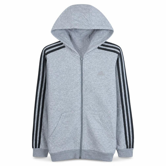 Adidas Boys Grey Full Zip Hoodie 11-12 Years Regular Fit Sportswear