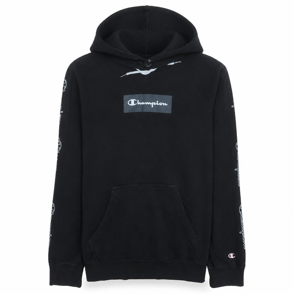 Champion Men's Black Medium Pullover Hoodie with Logo Graphic