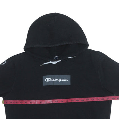 Champion Men's Black Medium Pullover Hoodie with Logo Graphic