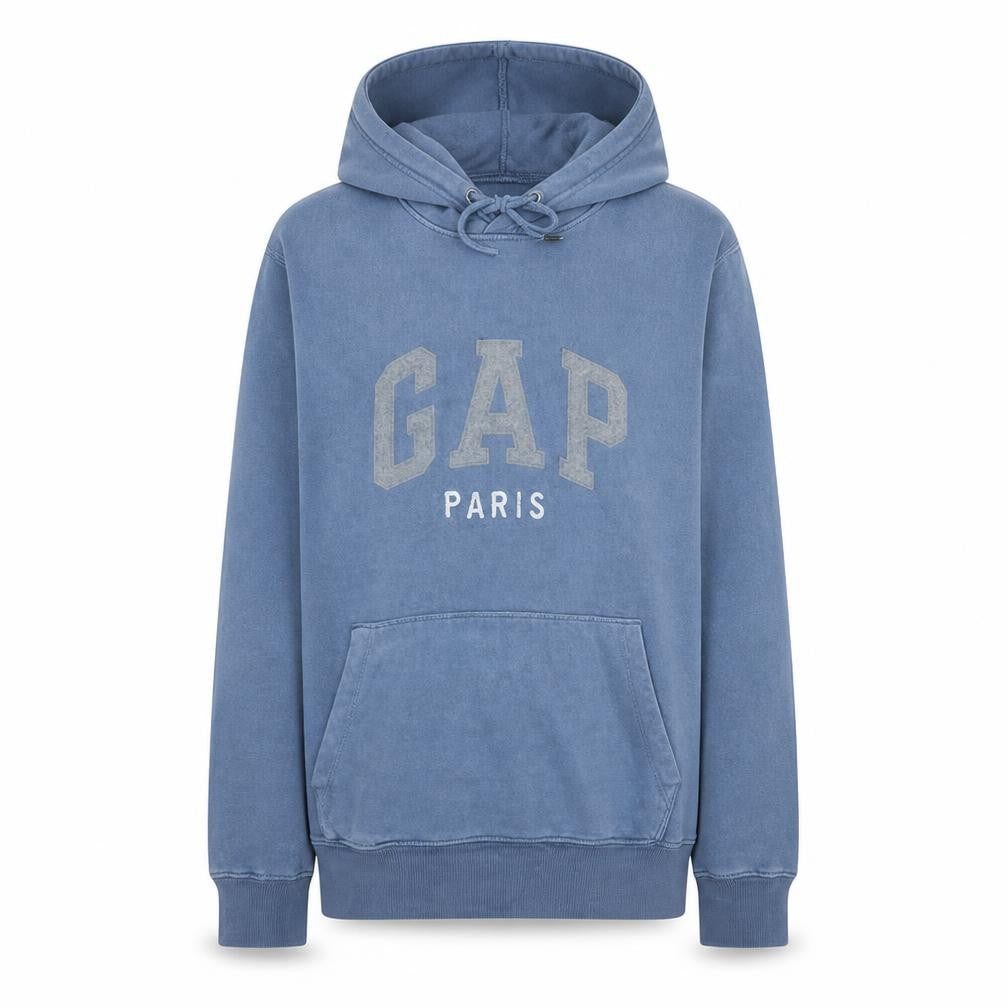 Gap Men Blue Paris Logo Pullover Hoodie Size M
