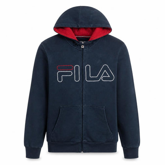 Fila Men's Navy Blue Full Zip Hoodie XL Cotton Blend Casual Sweatshirt