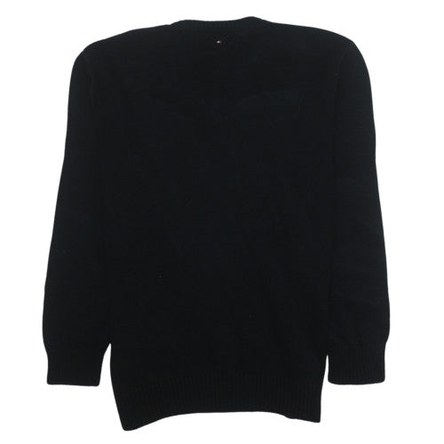 Tommy Hilfiger Boys Black V-Neck Cotton Nylon Jumper Size 14 Years