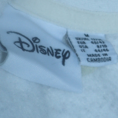 Disney Women White Stitch Sweatshirt Medium Cotton Crew Neck Pullover