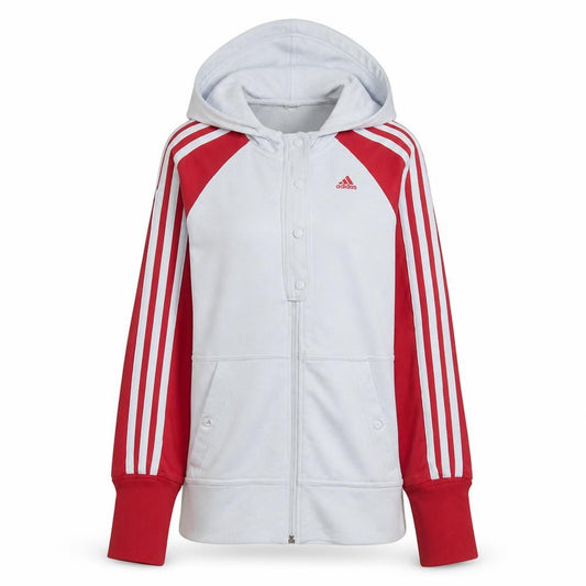 Adidas Womens White & Red Full Zip Hoodie Size 10 Classic Fit