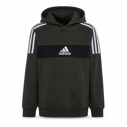 Adidas Boys Green Pullover Hoodie 13-14 Years Fleece Regular Fit