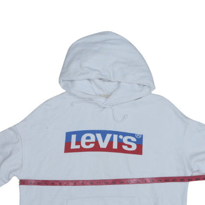 Levi's Womens White Pullover Hoodie XXS Cotton Logo Sweatshirt