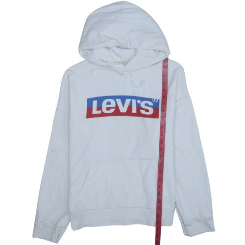 Levi's Womens White Pullover Hoodie XXS Cotton Logo Sweatshirt