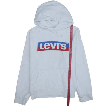 Levi's Womens White Pullover Hoodie XXS Cotton Logo Sweatshirt
