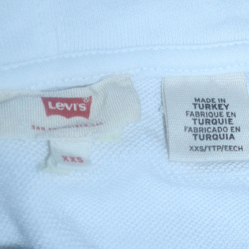 Levi's Womens White Pullover Hoodie XXS Cotton Logo Sweatshirt