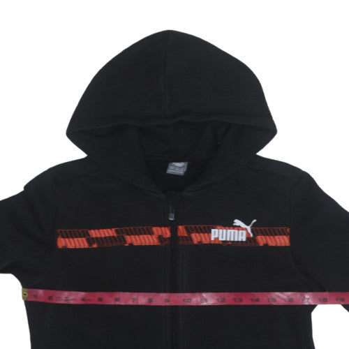 Puma Boys Black Full Zip Fleece Hoodie 16 Years Sports Logo Sweatshirt