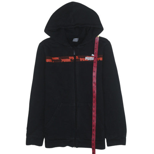 Puma Boys Black Full Zip Fleece Hoodie 16 Years Sports Logo Sweatshirt